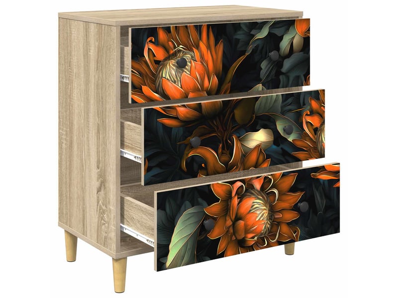  Commode chambre, meuble de rangement lochem impression orange 66 x 36,5 x 75 cm sonoma  - Conforama C