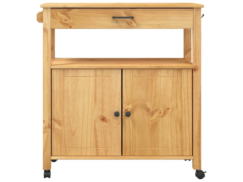  Desserte de cuisine, chariot de rangement 84x40x88.5cm bois massif de pin shl50787  - Conforama E
