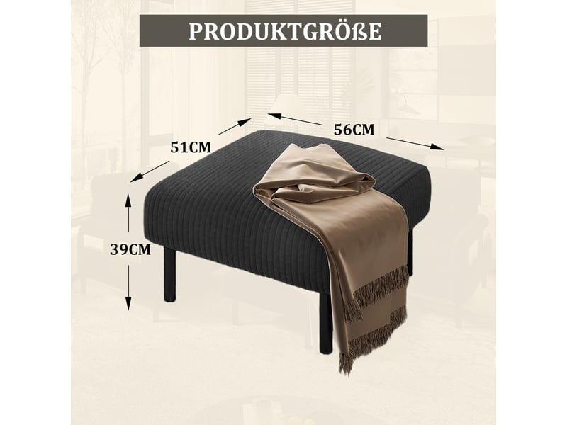  Fauteuil individuel en tissu velours côtelé avec repose-pieds, accoudoirs munis de poches latérales, structure métallique stable DUD2018 - Conforama W