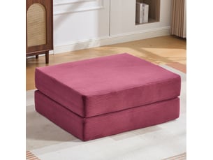 Fauteuil convertible 112x95 cm - rouge bordeaux - velours côtelé, coussin et poche de rangement latérale