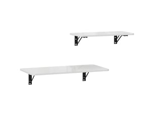 Lot de 2 tables pliantes murales, table murale rabattable en bois, pour cuisine, salle à manger, blanc brillant, bureau