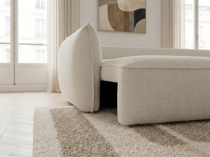 Bobochic canapé droit convertible 3 places esmee tissu chenille blanc ESMEE - Conforama D