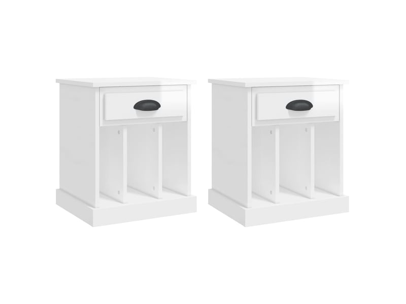  Lot de 2 tables de chevet - cabinet de chevet - table de nuit blanc brillant 43x36x50 cm  - Conforama A