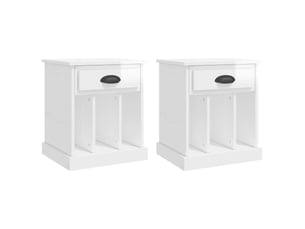 Lot de 2 tables de chevet - cabinet de chevet - table de nuit blanc brillant 43x36x50 cm