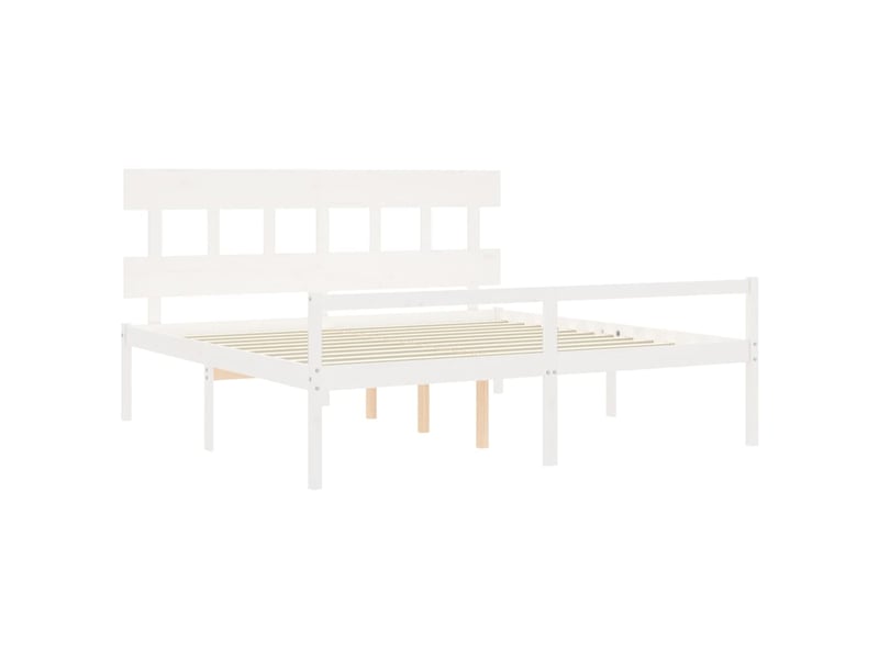  Lit double- lit adulte -  lit pour personne âgée sans matelas blanc 200x200cm bois massif  - Conforama D