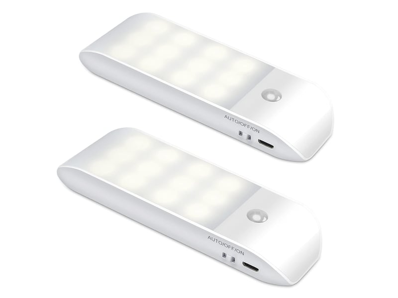  Veilleuse led rechargeable, [lot de 2] veilleuse automatique avec détecteur de mouvement, lampe de placard avec bande magnétique, blanc  - Conforama A