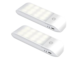 Veilleuse led rechargeable, [lot de 2] veilleuse automatique avec détecteur de mouvement, lampe de placard avec bande magnétique, blanc