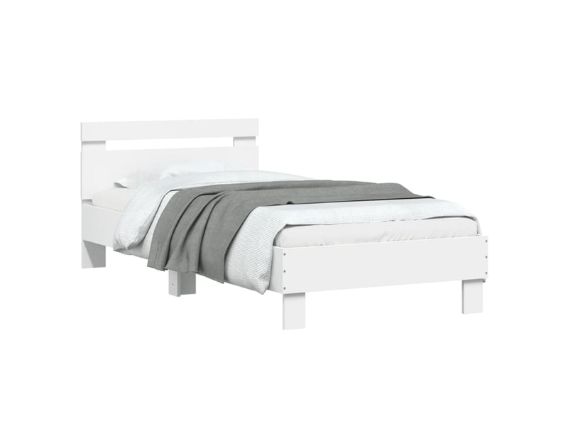 Lit simple- lit adulte -  cadre de lit sans matelas avec tête de lit blanc 90x190 cm  - Conforama C