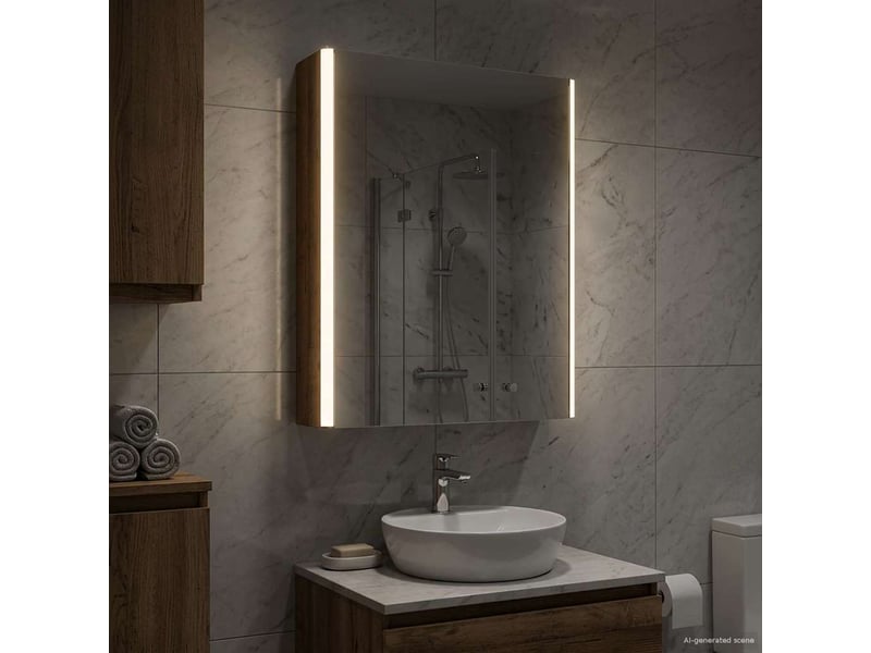 Armoire miroir de salle de bain, cabinet de salle de bain bois ancien 43 x 11,5 x 60,5 cm cf65144  - Conforama B