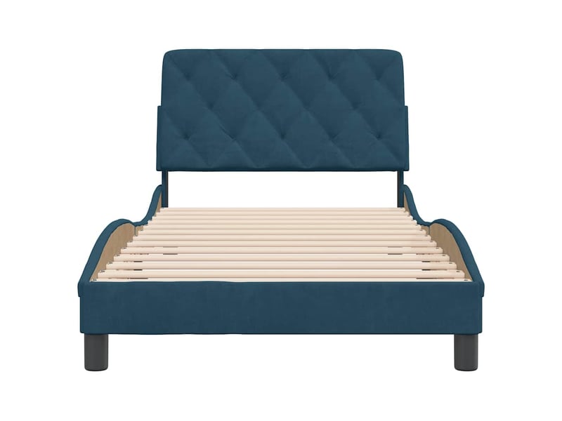  Lit simple- lit adulte -  cadre de lit sans matelas bleu 100x200 cm velours  - Conforama C
