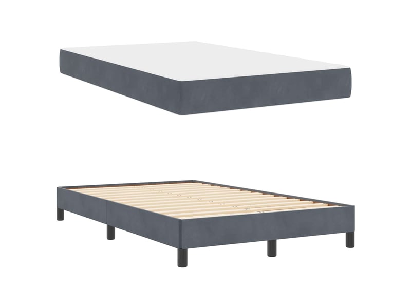  Lit double- lit adulte -  lit à ressorts avec matelas gris foncé 120 x 190 cm tissu  - Conforama D