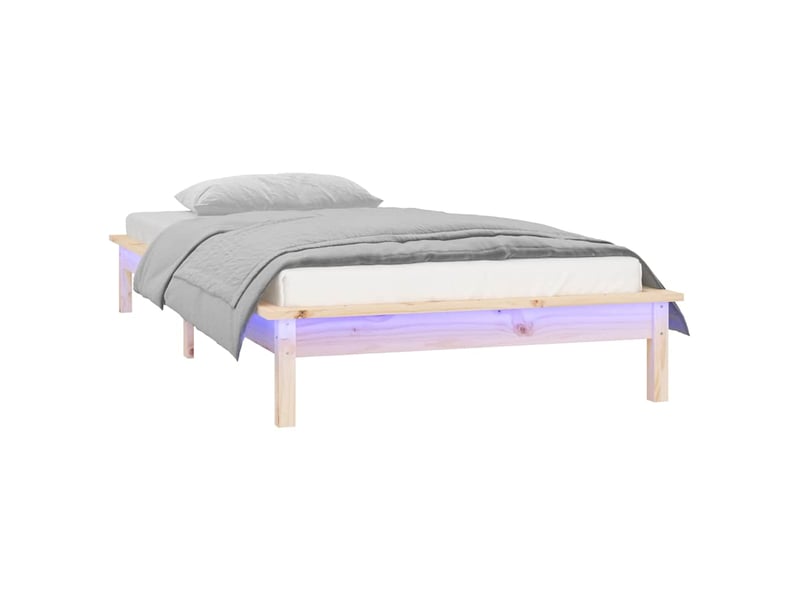  Lit simple- lit adulte -  cadre de lit à led sans matelas 90x200 cm bois massif  - Conforama B