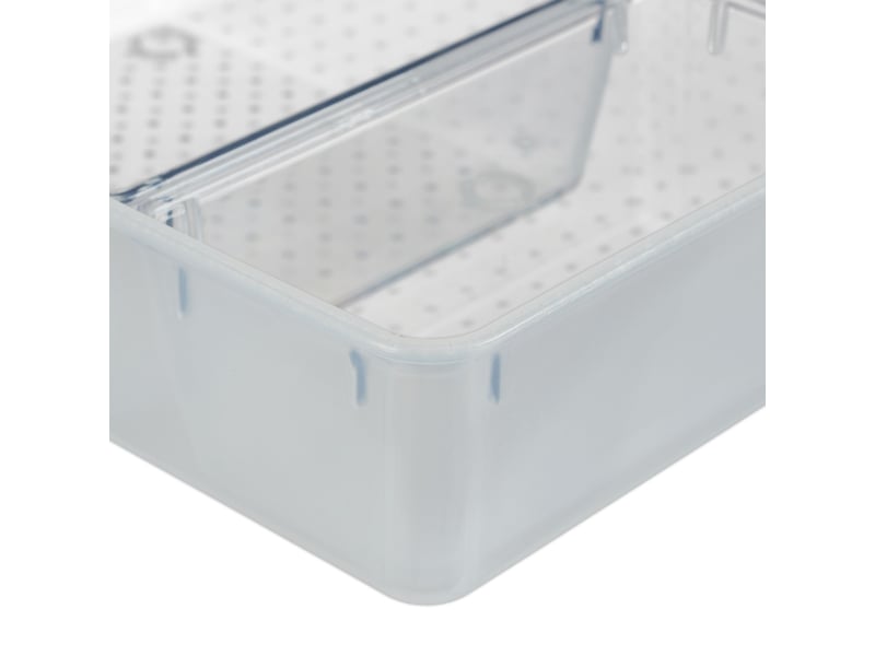  Lot de 1 bac de rangement transparent 3 compartiments amovibles salle de bain bureau 38 x 25 x 12 cm en plastique clair 13_0014634  - Conforama E