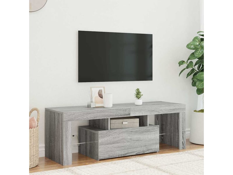  Meuble tv - banc tv - meuble de rangement avec lumières led sonoma gris 120x35x40 cm  - Conforama B