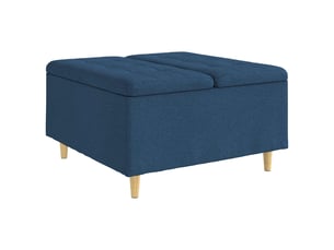 Ottoman, repose pied salon avec rangement bleu 80x80x45 cm tissu