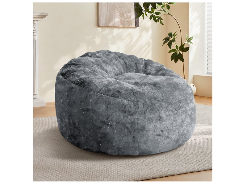  Fauteuil pouf à dossier haut gris en tissu, 98 × 100 cm, soutien enveloppant pour vos moments de détente  - Conforama B