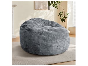 Fauteuil pouf à dossier haut gris en tissu, 98 × 100 cm, soutien enveloppant pour vos moments de détente