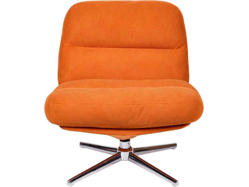  Fauteuil pivotant en velours côtelé orange et piètement chromé - julia Julia - Conforama A