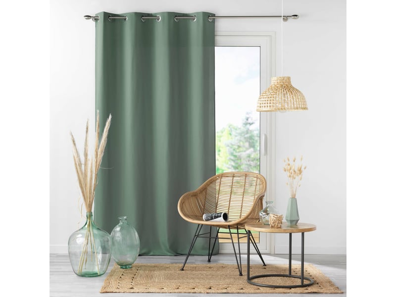 Rideau à œillets 140 x 280 cm microfibre unie absolu cèdre grande hauteur 1612597 - Conforama B