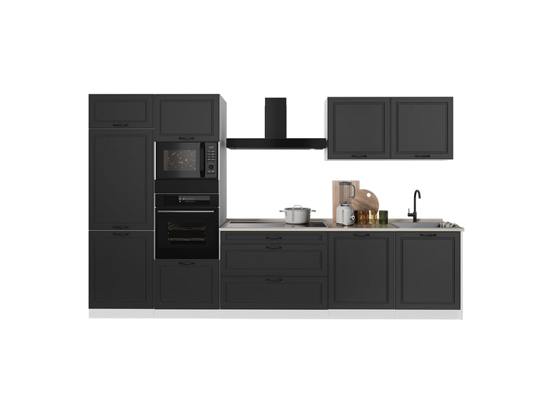 Vicco cuisine, anthracite campagneblanc, 340cm plan de travail chêne doré - Conforama E