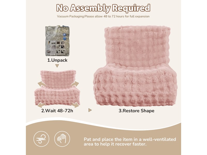  Fauteuil poire modenvie en tissu rose, forme chenille, avec dossier, garnissage haute résilience, 85 x 100 x 78 cm  - Conforama D