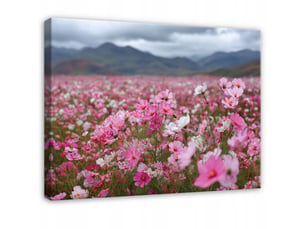 Tableau décoration murale impression sur toile fleurs champs rose - 60x40 cm - tableau décoration murale chambre et salon