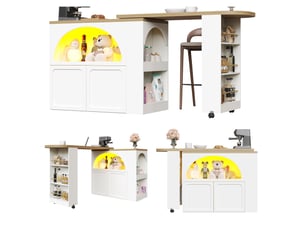 Bar coloris blanc <strong>MERAX</strong> <strong>table de bar blanc</strong> - 205 cm