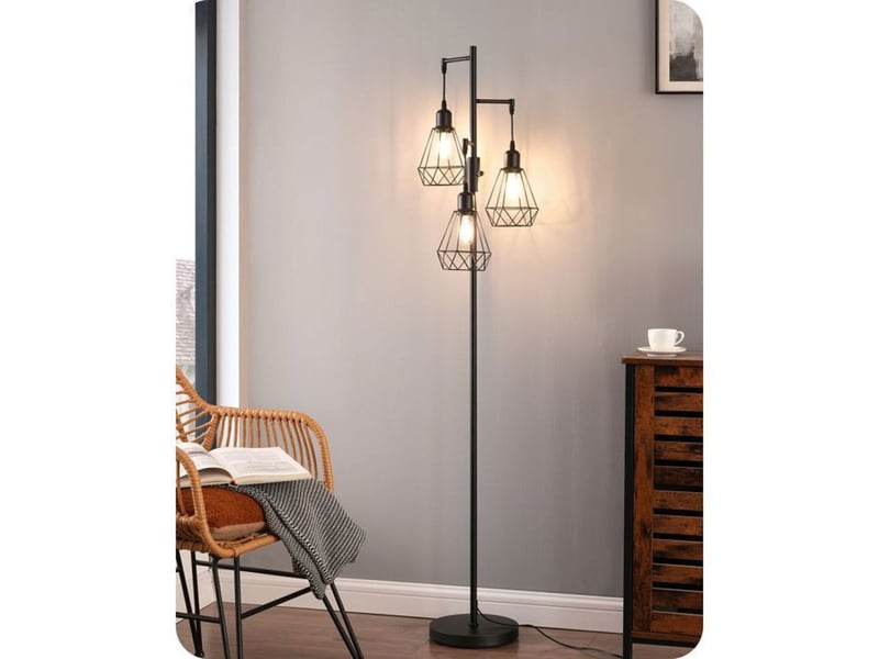  Lampadaire led 3 lumieres metal noir 166 cm dimmable e27 blanc chaud 3000k 370618_AABIW27364_6_DROPFR - Conforama A