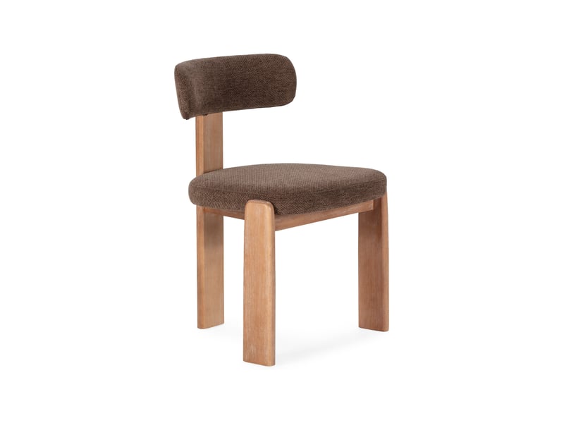  Lot de 2 chaises repas design en tissu texturé marron et bois  - Conforama C