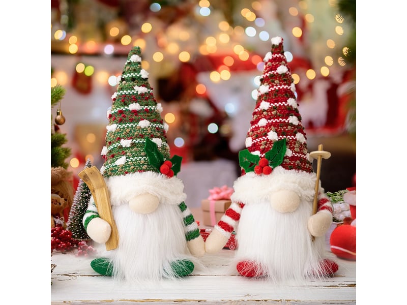  Traîneau gnome de noel lot de 2 deco noël gnome peluche avec la lumière  - Conforama D