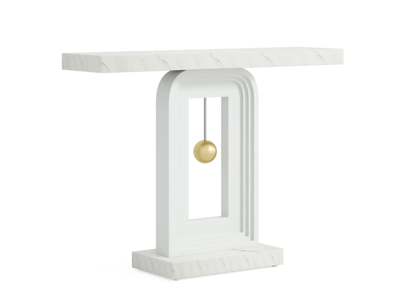  Table console 100x30x82 cm design géométrique mdf blanche  - Conforama A