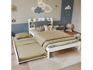 Lit gigogne 120x200 cm <strong>OKWISH</strong>  <strong></strong> coloris blanc