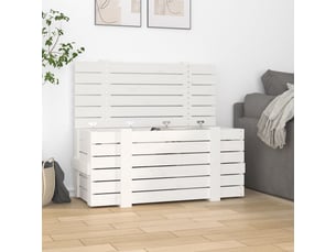 Boîte de rangement, coffre de rangement blanc 91x40,5x42 cm bois massif de pin