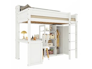 Lit mezzanine 90x200 cm <strong></strong>  <strong></strong> coloris blanc