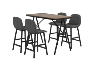 Chaise salle a manger ensemble 5 pièces bistrot, table + 4 chaises design, capitonnage boutonné, assise épaisse aspect li