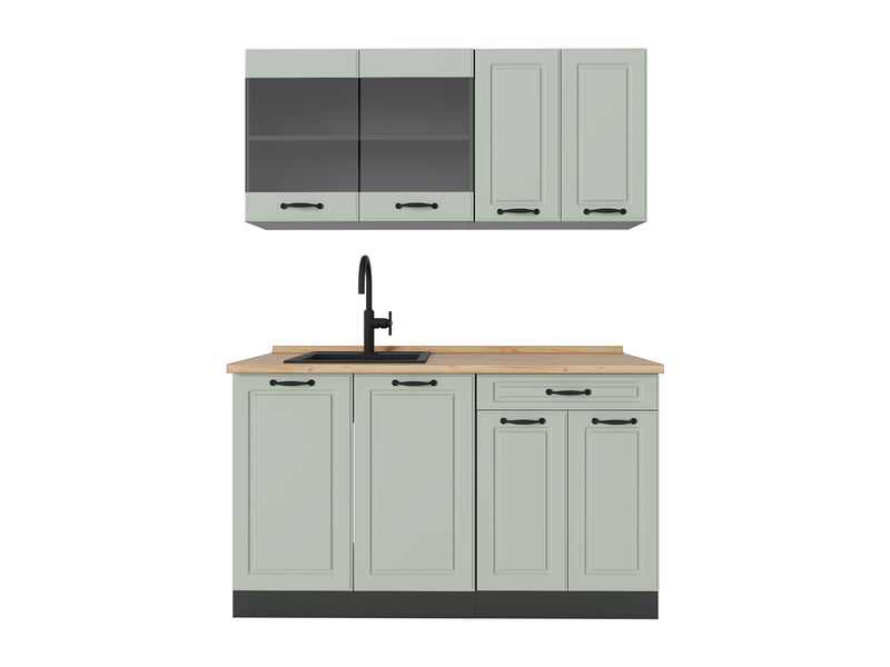  Vicco cuisine, mint campagneanthracite, 140cm plan de travail chêne doré  - Conforama A
