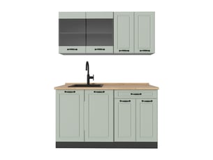 Vicco cuisine, mint campagneanthracite, 140cm plan de travail chêne doré