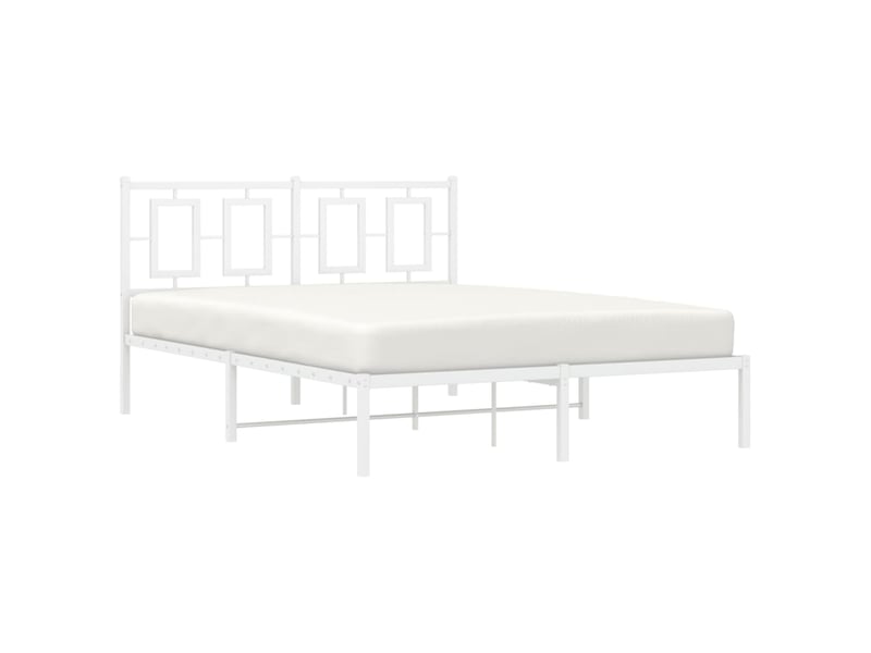  Lit double- lit adulte -  cadre de lit métal sans matelas et tête de lit blanc 135x190 cm  - Conforama C