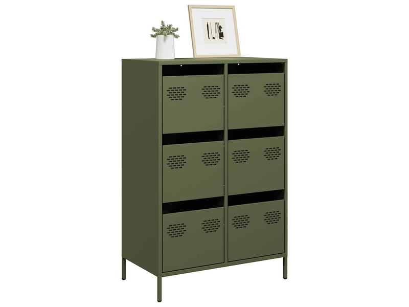  Buffet haut - bahut - meuble de rangement vert olive 68x39x101,5 cm acier  - Conforama B