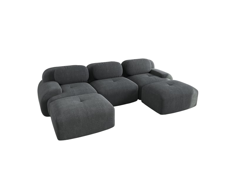  Canapé modulable en u 3 places en velours côtelé gris W3325S00026 - Conforama B
