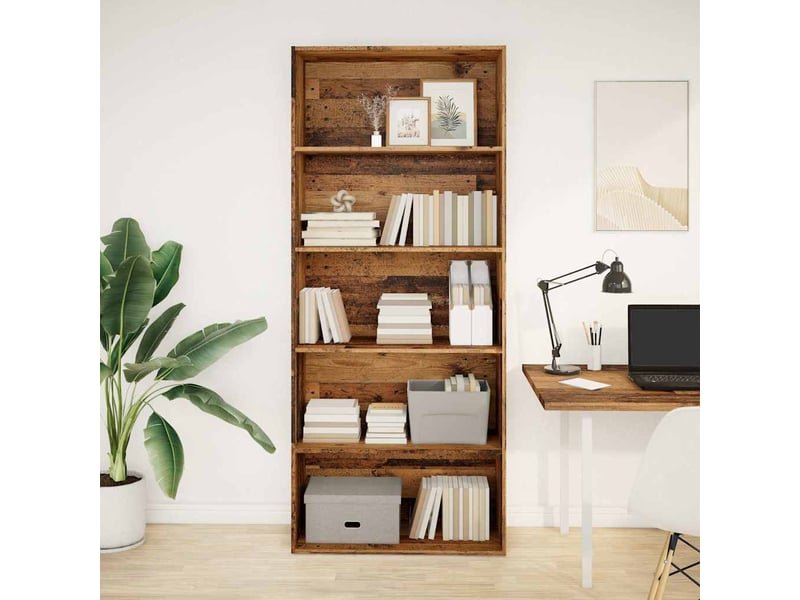  Bibliothèque, meuble de rangement salon vieux bois 80x30x189 cm bois d'ingénierie  - Conforama B