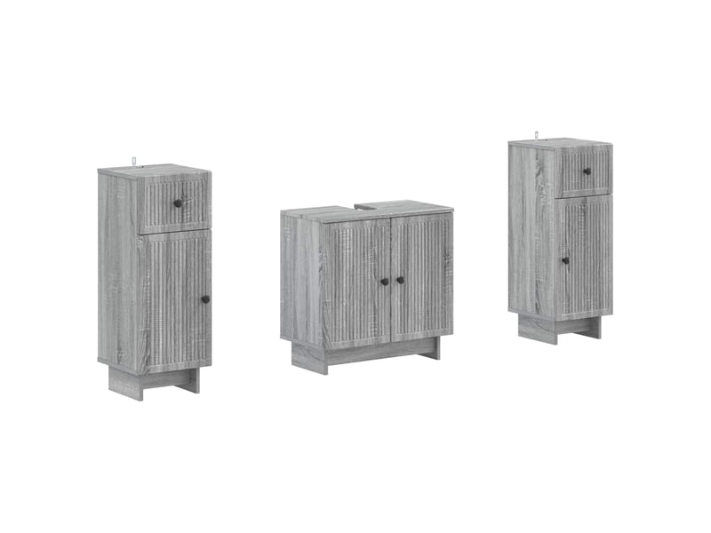  Ensemble de meuble de salle de bain 3 pièces ede sonoma gris cf63428  - Conforama A