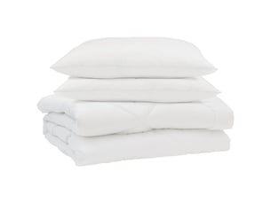 Couette d'été avec oreiller 3 pièces - duvet blanc microfibre