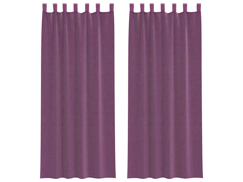  Lot de 2 rideaux en voile, voilages avec boucles violet 140x260 cm cf44340  - Conforama A