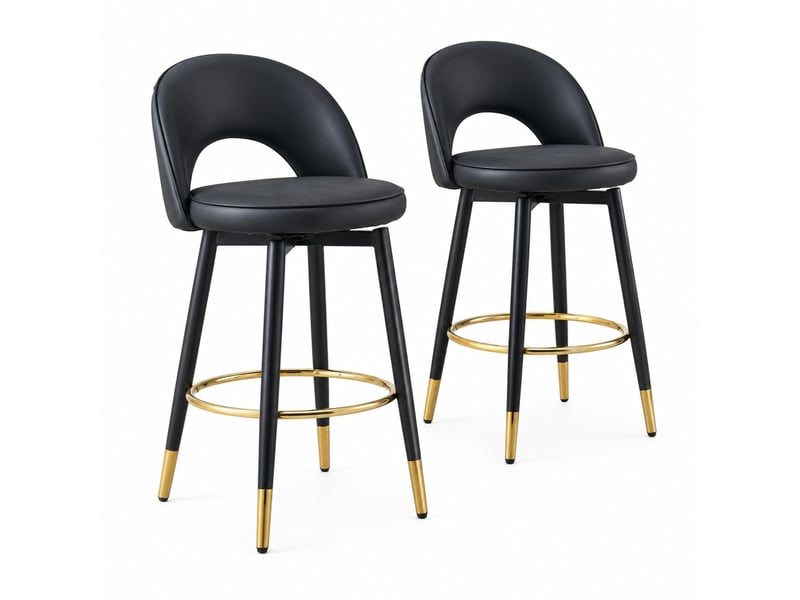  Lot de 2 tabourets de bar,44x44x91,5 cm,pivotants à 360°,pu,noir  - Conforama A