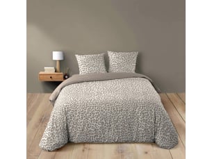 Parure de lit 240 x 220 cm 100% coton wild + drap-housse 140 x 190 cm beige