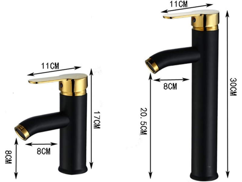  Robinet mitigeur eau chaude et froide, robinet de lavabo monocommande (couleur: noir or version haute)  - Conforama E