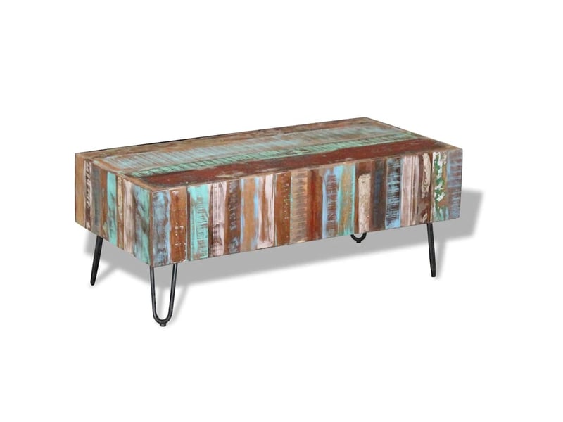  Table basse - table de salon - table à thé bois massif de récupération 100x50x38 cm  - Conforama E