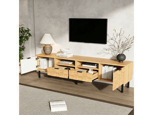 Meuble tv coloris bois clair 200 cm <strong></strong> <strong></strong>