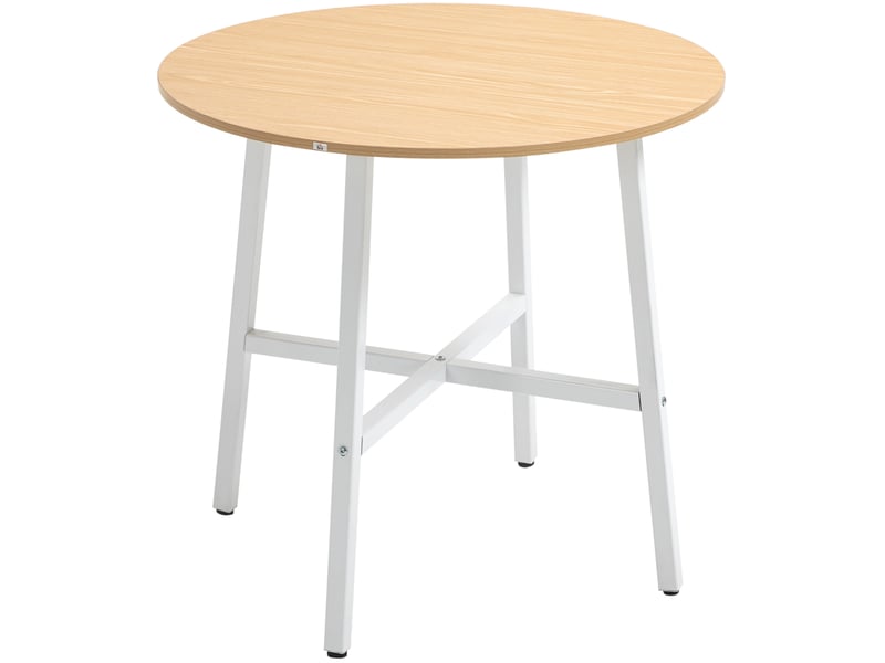  Table à manger ronde 4 personnes ø80 x h76 cm, plateau en contreplaqué, bois clair  - Conforama A